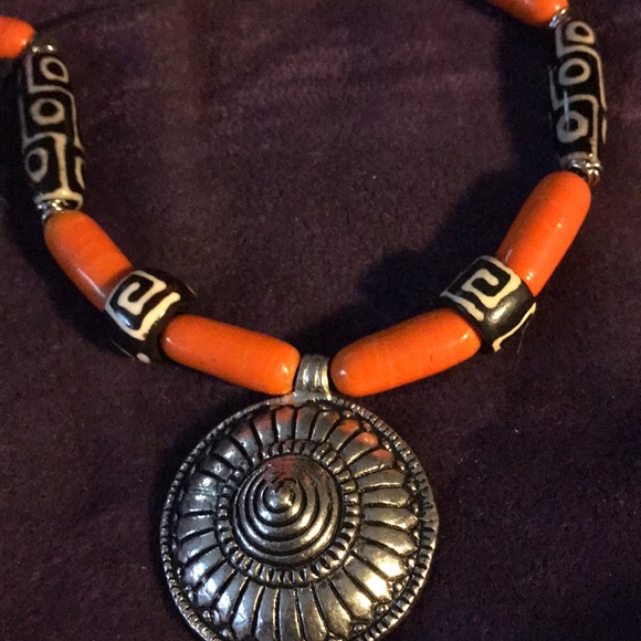 Glass African inspired handmade necklace - Picture 2 of 2